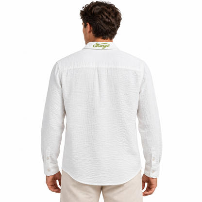 Resort Linen Shirt White back model image